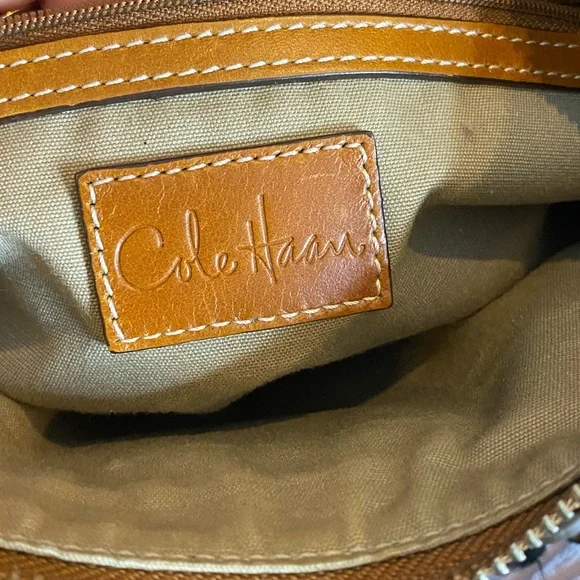 Cole Haan Brown Leather Calf Hair Handbag Purse Flaw shoulder bag - Picture 8 of 14